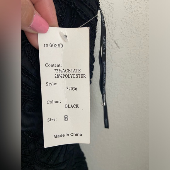 Chetta B, NWT Black Cocktail/ Wedding Dress Women’s Size 8 - Picture 5 of 14
